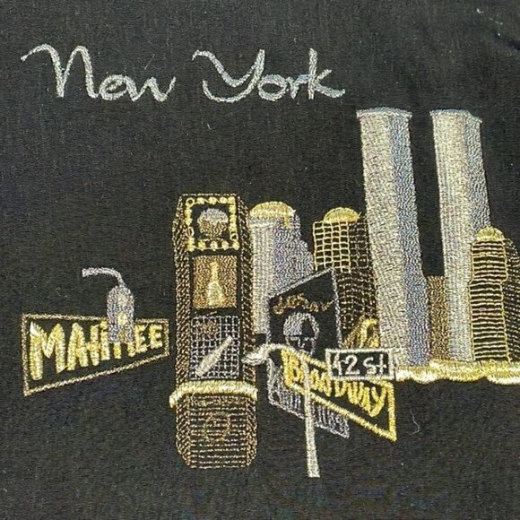 Vintage Mureli 90s Y2K Airline Travel Black Bomber Jacket Full Zip Embroidered M - Picture 6 of 11